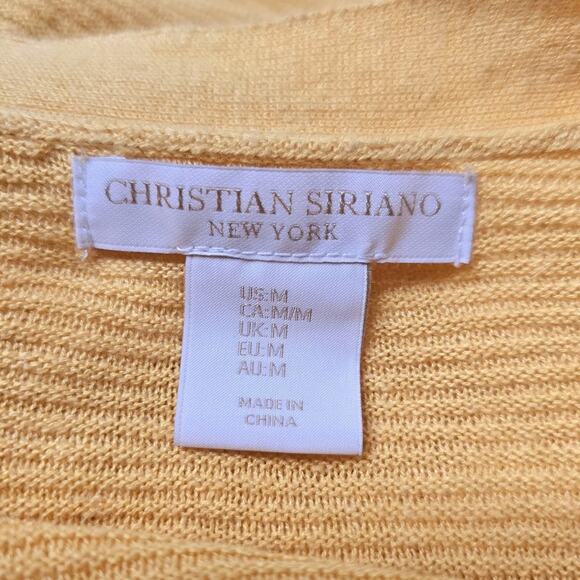 Christian Siriano Linen Blend Butter Yellow Button V-Neck Cardigan Size Medium - Picture 7 of 11